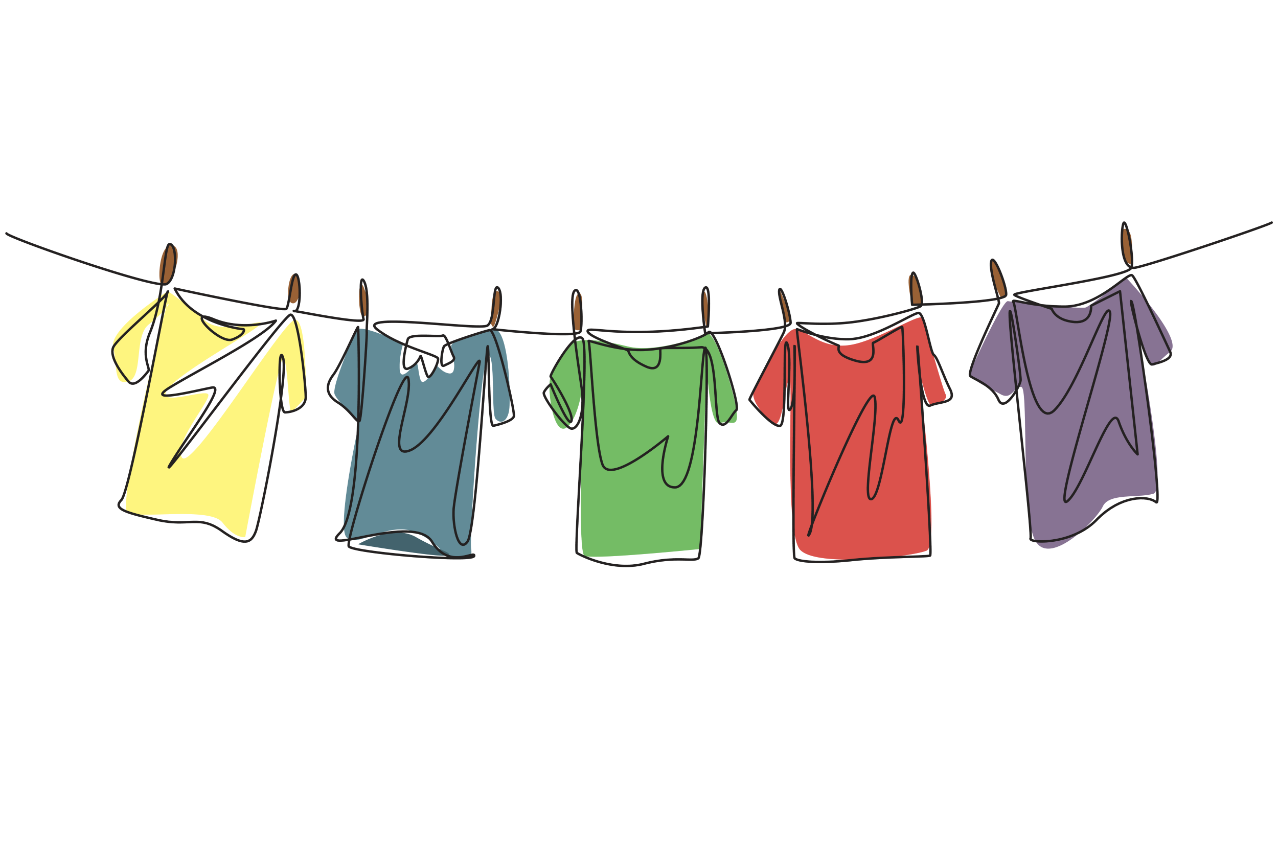 Hanging Laundry Line Drawing