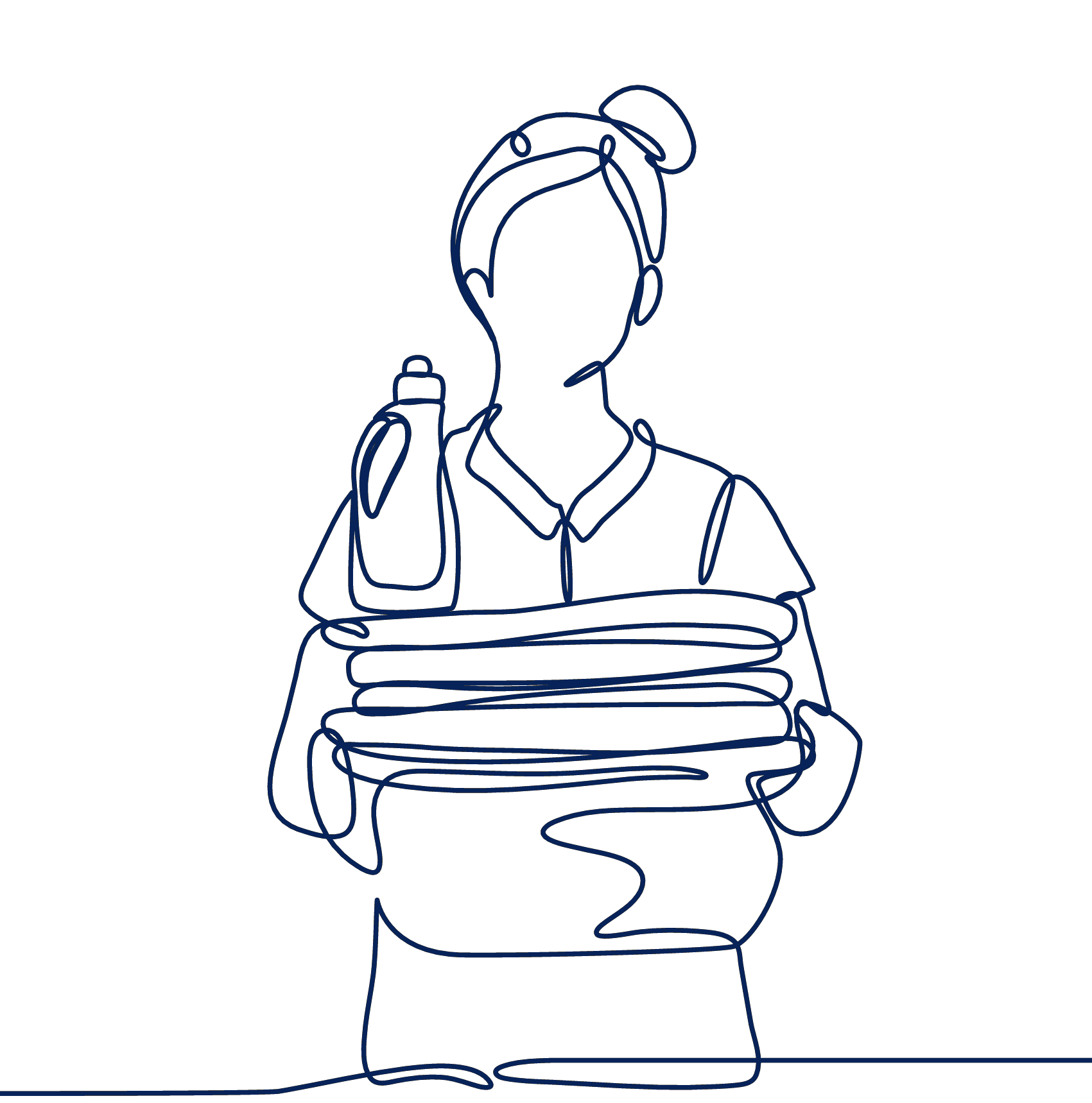 Laundry Worker Line Drawing Cropped